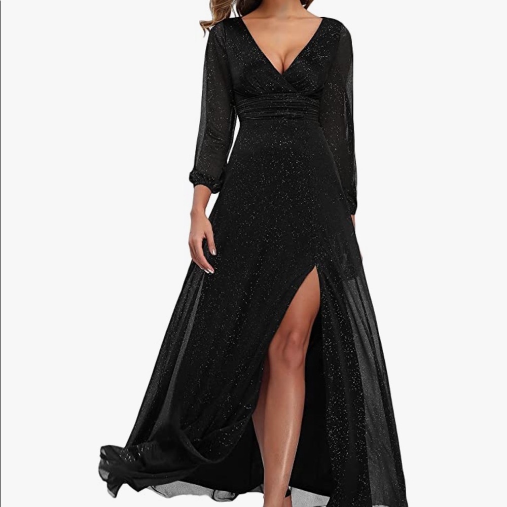Ever Pretty Front Wrap Sparkle Evening Dress
